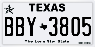 TX license plate BBY3805