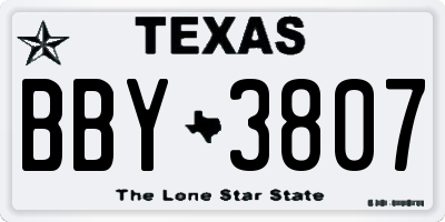 TX license plate BBY3807