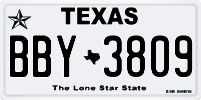 TX license plate BBY3809