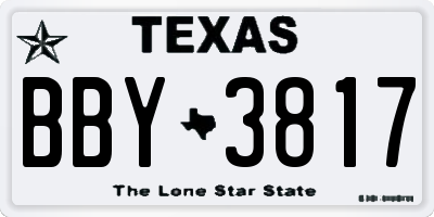 TX license plate BBY3817
