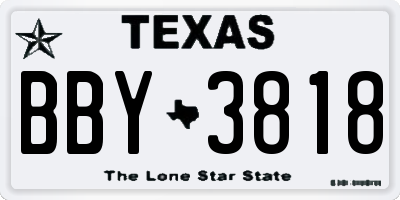 TX license plate BBY3818