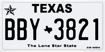 TX license plate BBY3821
