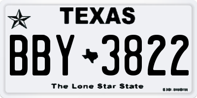 TX license plate BBY3822