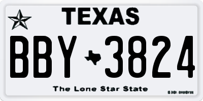 TX license plate BBY3824