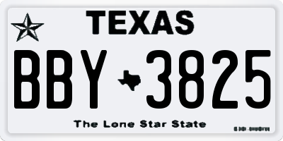TX license plate BBY3825