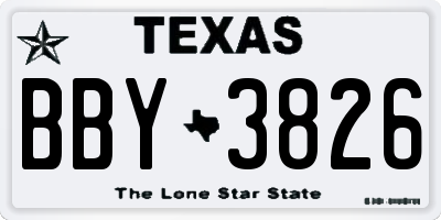 TX license plate BBY3826