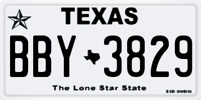 TX license plate BBY3829