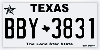 TX license plate BBY3831