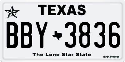 TX license plate BBY3836