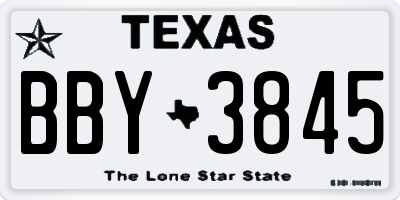 TX license plate BBY3845