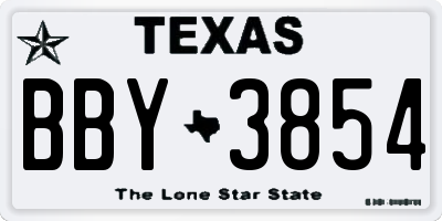 TX license plate BBY3854