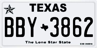 TX license plate BBY3862