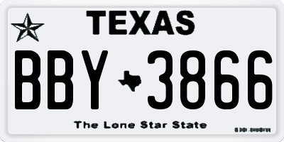 TX license plate BBY3866