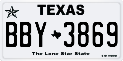 TX license plate BBY3869
