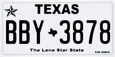 TX license plate BBY3878