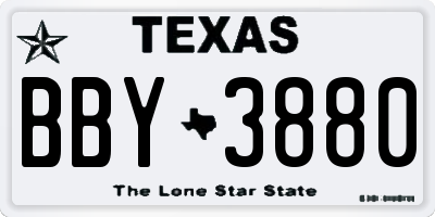 TX license plate BBY3880