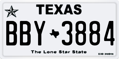 TX license plate BBY3884