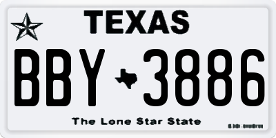 TX license plate BBY3886