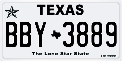 TX license plate BBY3889