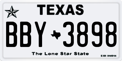 TX license plate BBY3898
