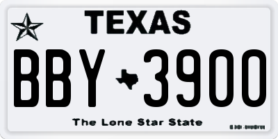 TX license plate BBY3900