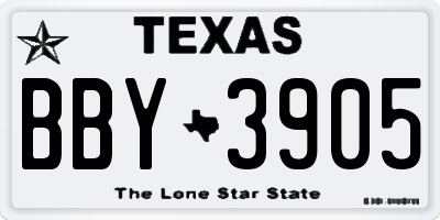 TX license plate BBY3905
