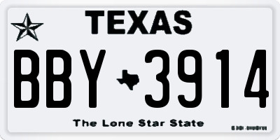 TX license plate BBY3914