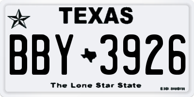 TX license plate BBY3926