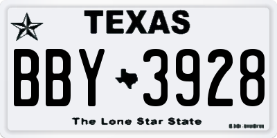 TX license plate BBY3928