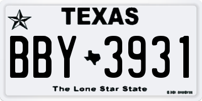 TX license plate BBY3931