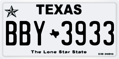TX license plate BBY3933