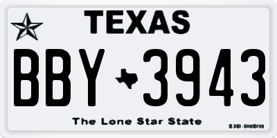 TX license plate BBY3943