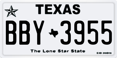 TX license plate BBY3955