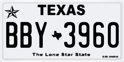 TX license plate BBY3960
