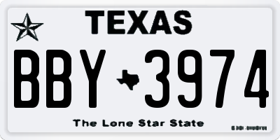 TX license plate BBY3974