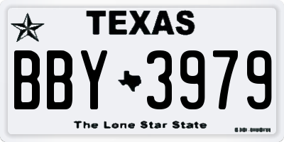 TX license plate BBY3979