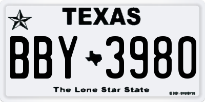 TX license plate BBY3980