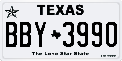 TX license plate BBY3990