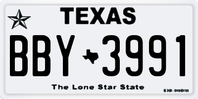 TX license plate BBY3991