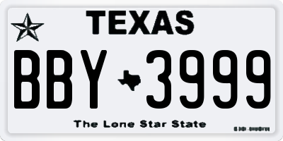 TX license plate BBY3999