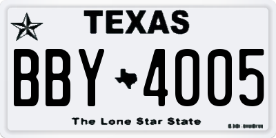 TX license plate BBY4005