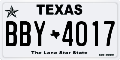 TX license plate BBY4017