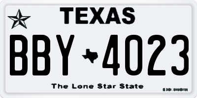 TX license plate BBY4023
