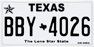 TX license plate BBY4026