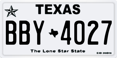 TX license plate BBY4027
