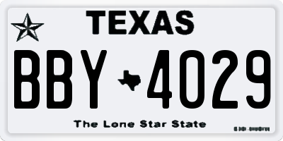 TX license plate BBY4029
