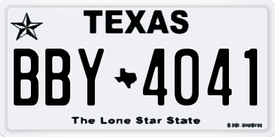 TX license plate BBY4041