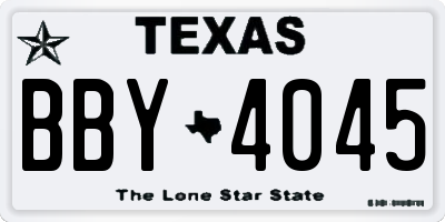 TX license plate BBY4045