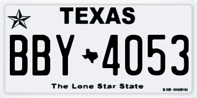 TX license plate BBY4053