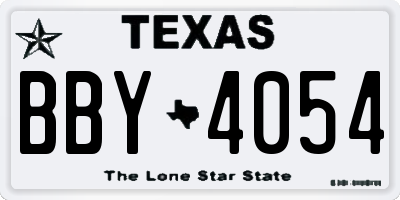 TX license plate BBY4054